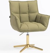 HR560CROSS Scaun Khaki Piele Ecologica Premium Soft cu Bază Aurie