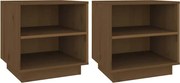 vidaXL Noptiere, 2 buc, maro miere, 40x34x40 cm, lemn masiv de pin