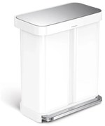 Simplehuman Coș de gunoi cu pedală pentru deșeurisortate, 58 l, oțel alb