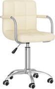 vidaXL Scaun de birou pivotant, crem, material textil