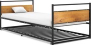 vidaXL Cadru pat extensibil, negru, 90x200 cm, metal