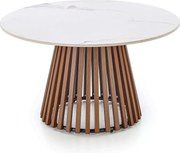 Masuta cafea MDF CARINA, bej cu efect de marmura/nuc, 80x46 cm