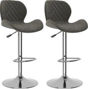 vidaXL Scaune de bar, 2 buc., gri închis, catifea