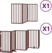 vidaXL Poartă câini pliabilă cu ușă 9 panouri maro, 450 cm, lemn plop