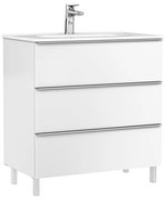 Set dulap baza pe pardoseala Gala Shona alb 3 sertare cu lavoar Klea 80 cm