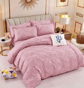 Lenjerie Pat Dublu din Bumbac Tip Finet, cu Elastic, 6 Piese - Roz Mandala