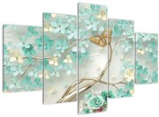 Tablou cu flori și fluturi (150x105 cm)