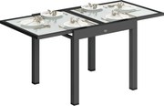 Outsunny Masă de Grădină Extensibilă cu Blat din Sticlă 80-160x80x75 cm Negru | Aosom Romania