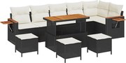 vidaXL Set de canapele pentru grădină cu pernă 10 pcs Negru și Crem