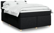vidaXL Pat box spring cu saltea, negru, 140x200 cm, textil
