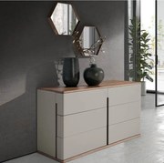 Comoda cu 6 sertare furnir din lemn de nuc si MDF lacuit, Anna