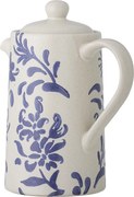 Ceainic din ceramică albă, cu detalii albastre decorate manual, „Petunia", 10,5 x 19,5 cm