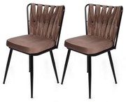 Set de scaune de sufragerie Kusakli Light Brownand Black, 2 buc., 2 buc.
