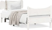 vidaXL Cadru de pat fără saltea, alb, 75x190 cm, lemn masiv de pin