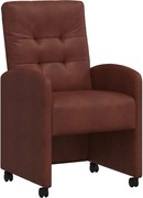 vidaXL Scaune de dining cu roți 2 pcs Maro lucios 58 x 67 x 97 cm