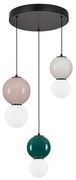 Lustra LED decorativa portelan mocha, jasper, gri, sticla alb, NOESIS