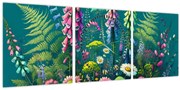 Tablou - Flori de câmp (cu ceas) (90x30 cm)