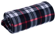 Pătură fleece carouri negru , 150 x 200 cm