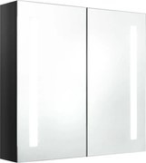 vidaXL Dulap de baie cu oglindă și LED negru strălucitor 62x14x60 cm