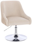 HR920N Scaun Crem din Catifea cu Bază Cromata