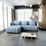 Colțar extensibil dumonde cu ladă de depozitare si sezut confortabil din spuma high-density, Malta Enjoy Blue 235x185 cm