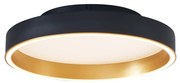 Plafonieră de design neagră cu auriu 40cm, incl. LED și întrerupător cu 3 trepte - Ingo