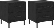 vidaXL Dulap de noapte cu sertar 2 pcs Stejar Negru 40 x 35 x 47,5 cm