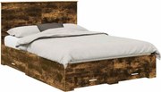vidaXL Cadru de pat Stejar fumuriu 140 x 190 cm Lemn compozit