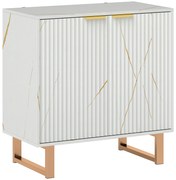 HOMCOM Bufet pentru living, mobilier de depozitare stil modern cu dulap cu 2 uși canelate, poliță reglabilă, picioare din metal, alb | Aosom Romania