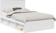 vidaXL Cadru de pat cu headboard Alb 120 x 190 cm Lemn de pin masiv