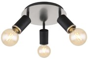 Plafoniera cu 3 spoturi directionabile design modern Joseba negru, nichel mat