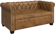 vidaXL Canapea Chesterfield, 2 locuri, maro, piele ecologică