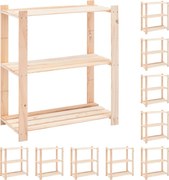 vidaXL Etajere cu 3 niveluri, 10 buc., 80x38x90 cm, pin masiv, 150 kg