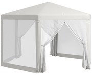 Outsunny Pavilion de Grădină Hexagonal cu Pereți din Plasă, 2 Uși și Picioare Reglabile, 3,94x3,94x2,5 m, Alb Crem | Aosom Romania