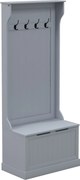 HOMCOM Cuier 3 în 1 cu 4 Cârlige, Bancă Depozitare și Cuier, Mobilier cu Spațiu de Depozitare, 71,5x39,5x170 cm, Gri | Aosom Romania