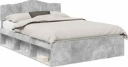 vidaXL Cadru de pat cu headboard Beton 140 x 200 cm Lemn de pin masiv