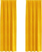 vidaXL Perdele opace 2 pcs Galben muștar 140 x 225 cm Catifea