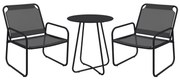Outsunny Set de gradina 3 piese, salon de gradina, 2 scaune 1 masa rotunda, otel si tesatura mesh, gri | Aosom Romania