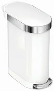 Simplehuman Coș de gunoi cu pedală Slim 45 l, alb