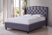 Pat Tapitat Continental 160x200 cm, cadru din lemn cu somiera fixa, Culoare Gri