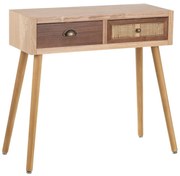 Consola Sasha din lemn de pin si ratan 80 X 30 X 78 CM