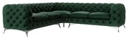 Colțar verde închis cu tapițerie din catifea Chelsea – Ropez