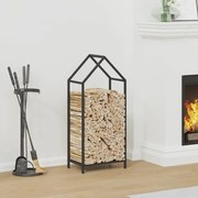 vidaXL Suport pentru lemne de foc negru Oțel laminat la rece