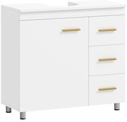 HOMCOM Dulap sub chiuvetă pentru baie, design în 3 niveluri, MDF, PAL, Alb | Aosom Romania