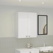 Corp Baie Zaria, Suspendat, 2 Usi, Alb lucios/Alb, MDF, L 60 x l 22 x H 72 cm