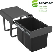 Cos gunoi incorporabil Ekko 40 Ecomax , cu extragere totala, gri antracit, 1 x 34 l Polipropilena Metal, A:473 mm; H:365 mm; L:355 mm, 400 mm, Gri