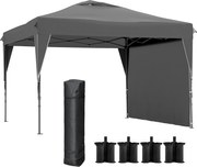 Outsunny Tonnelă/cort barnum de grădină pliant cu panou lateral detașabil + sac de transport, cadru oțel, țesătură Oxford | Aosom Romania