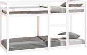 vidaXL Pat supraetajat, alb, 75x190 cm, lemn masiv de pin