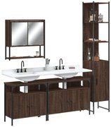 vidaXL Set mobilier de baie, 4 piese, stejar maro, lemn prelucrat
