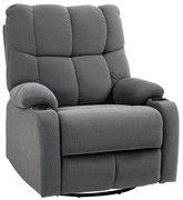 HOMCOM Scaun de relaxare cu suport pentru picioare, scaun de așezare, drehbar, până la 150 kg, cadru din oțel, 88x96x108cm, Gri inchis | Aosom Romania